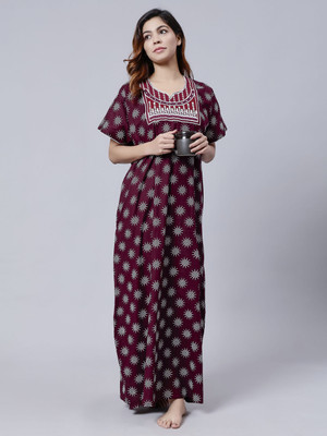 Wool N Fool Women Nighty(Maroon)