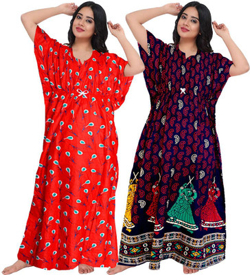 KrishvProducts Women Nighty(Multicolor)