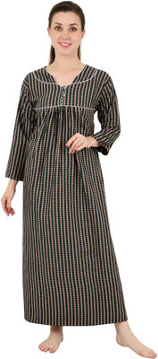 LDHSATI Women Nighty(Green, Beige)
