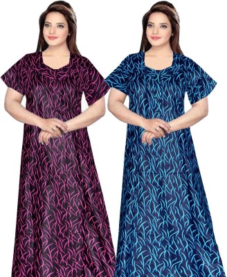 JWF Women Nighty(Pink, Blue)