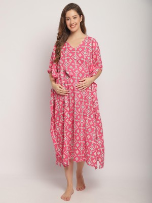 Secret Wish Women Maternity/Nursing Nighty(Pink)