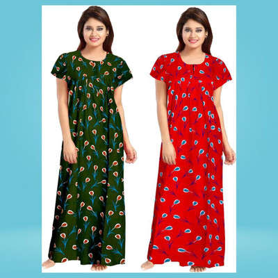 DreamBe Women Nighty(Green, Red)