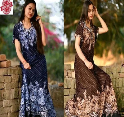 kavyansh Women Nightdress(Blue, Brown)
