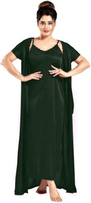 Jeenat Women Nighty Set(Dark Green)