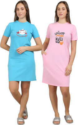 megaska Women Nighty Set(Multicolor)