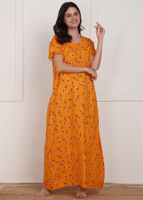ARCADIAA Women Nightdress(Yellow)
