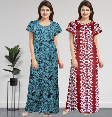 KrishvProducts Women Nighty(Multicolor)
