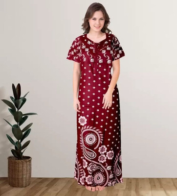 Homezilla Women Nighty(Maroon)