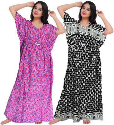 Hans Craft And Creation Women Nighty(Pink, Black)