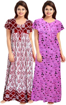 Ruishee Women Nighty(Pink, Red)