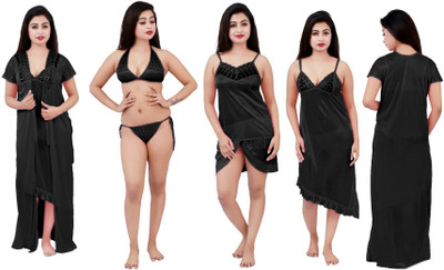 HouseOfCommon Women Nighty Set(Black)