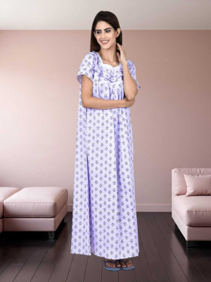 UTTRAKHAND CLOTHHOUSE Women Nighty(White, Purple)