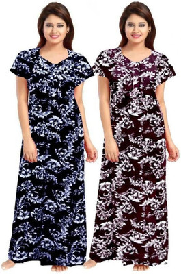 Harvik International Women Nighty Set(Maroon, Blue)