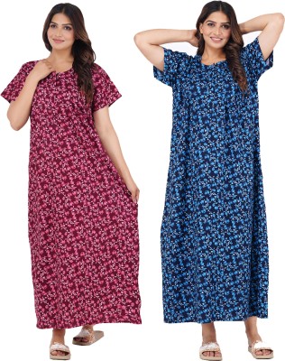 Wristy Women Nighty(Purple, Blue)