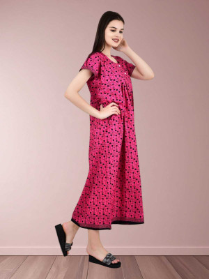 LDHSATI Women Nighty Set(Pink, Black)