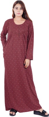 Bonjour Fashion Women Nighty(Maroon)