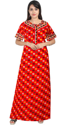 Urban Décor Women Nighty(Red)