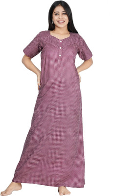 MEETALI CREATIONS Women Nighty(Maroon)