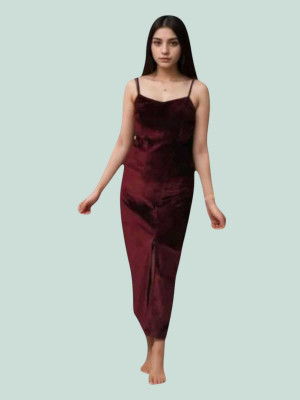 Fashionhub Women Nighty(Maroon)