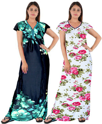 impression Women Nighty(Blue, Pink)