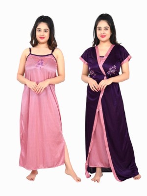 MAITRA FASHION Women Nighty Set(Purple, Pink)