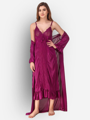 DreamBe Women Nighty with Robe(Purple)