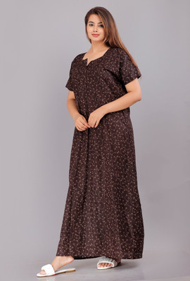 AakarShana Women Nighty(Brown)