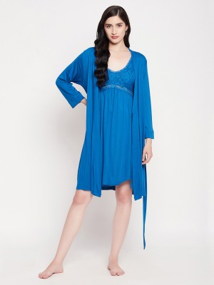 Clovia Women Robe(Blue)