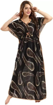 HR creation Women Nighty with Robe(Black)