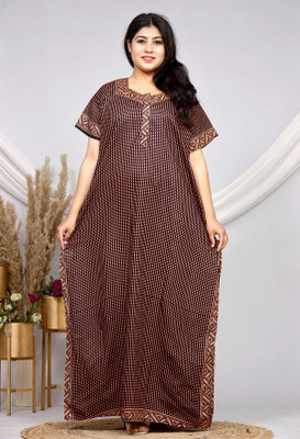 MF CREATION Women Nighty(Brown)