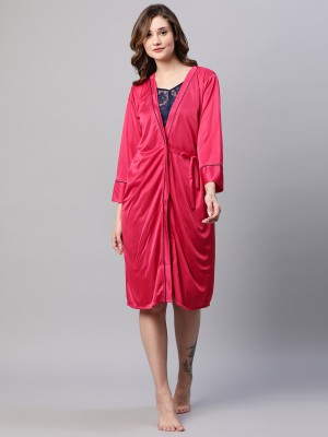 AV2 Women Nighty with Robe(Red, Blue)