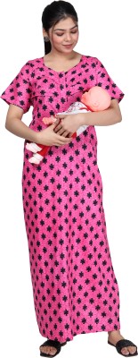 TANISHKA ENTERPRISES Women Maternity/Nursing Nighty(Pink)