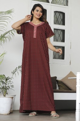 DHEERAJ DESIGNERS Women Nighty(Maroon)