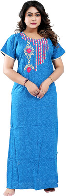 ZAIRRA Women Nighty(Light Blue)