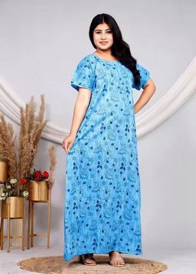 AakarShana Women Nightdress(Blue)