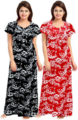 AARAV Women Nighty(Red, Black)