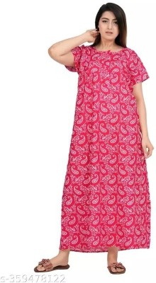 SHREEJAA FASHION Women Nighty(Red)