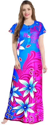 AakarShana Women Nightdress(Blue)