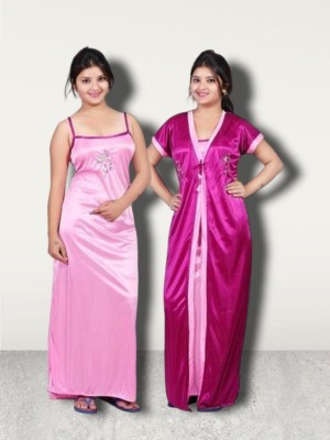 Mishubh Enterprise Women Nighty with Robe(Pink)