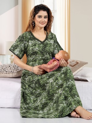 LIFE-TALE Women Maternity/Nursing Nighty(Green)