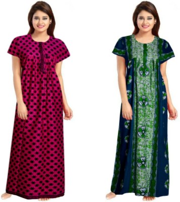 PMK FASHION Women Nighty Set(Green)