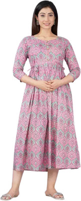 Zarvisha Women Maternity/Nursing Nighty(Pink)