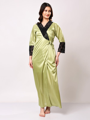 Punchi Women Nighty with Robe(Light Green)