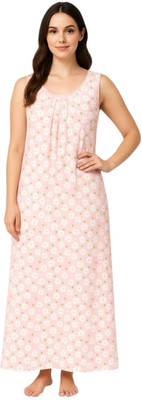 manvicare Women Nighty(Pink)