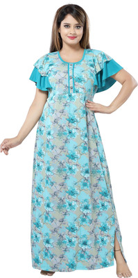 SHOPPING STATION Women Nighty(Blue)