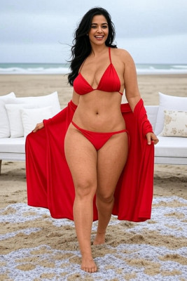 GOODNIGHT GLAM Women Robe and Lingerie Set(Red)