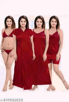 Belakiz Women Nighty Set(Maroon)