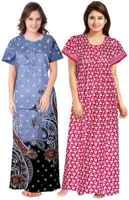 Gulabi nagari Women Nighty Set(Multicolor)
