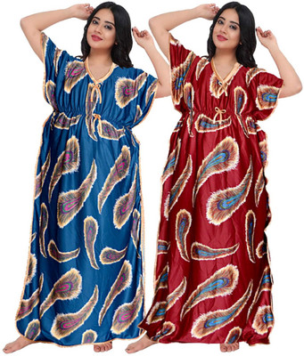 Shunit creation Women Nighty(Blue, Maroon)