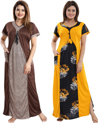 Shopping World Women Nighty Set(Multicolor)